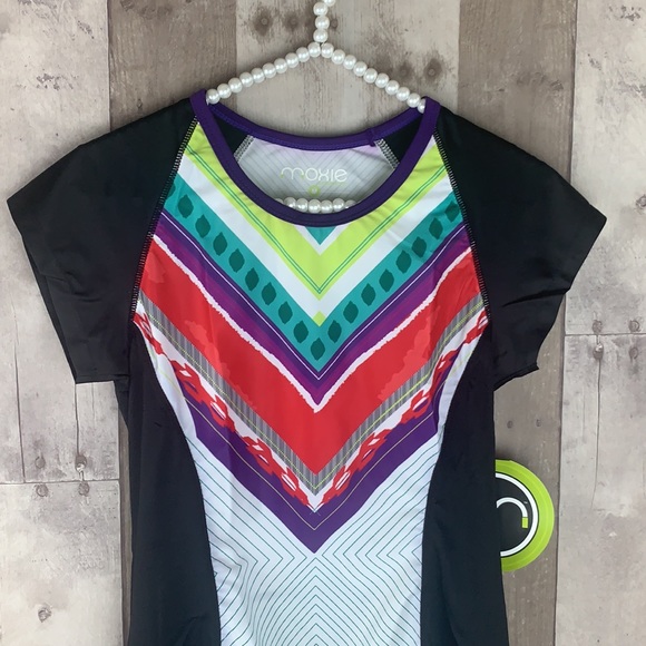 NWT Moxie Cycling Black White Colorblock Tee size Medium - Picture 4 of 11